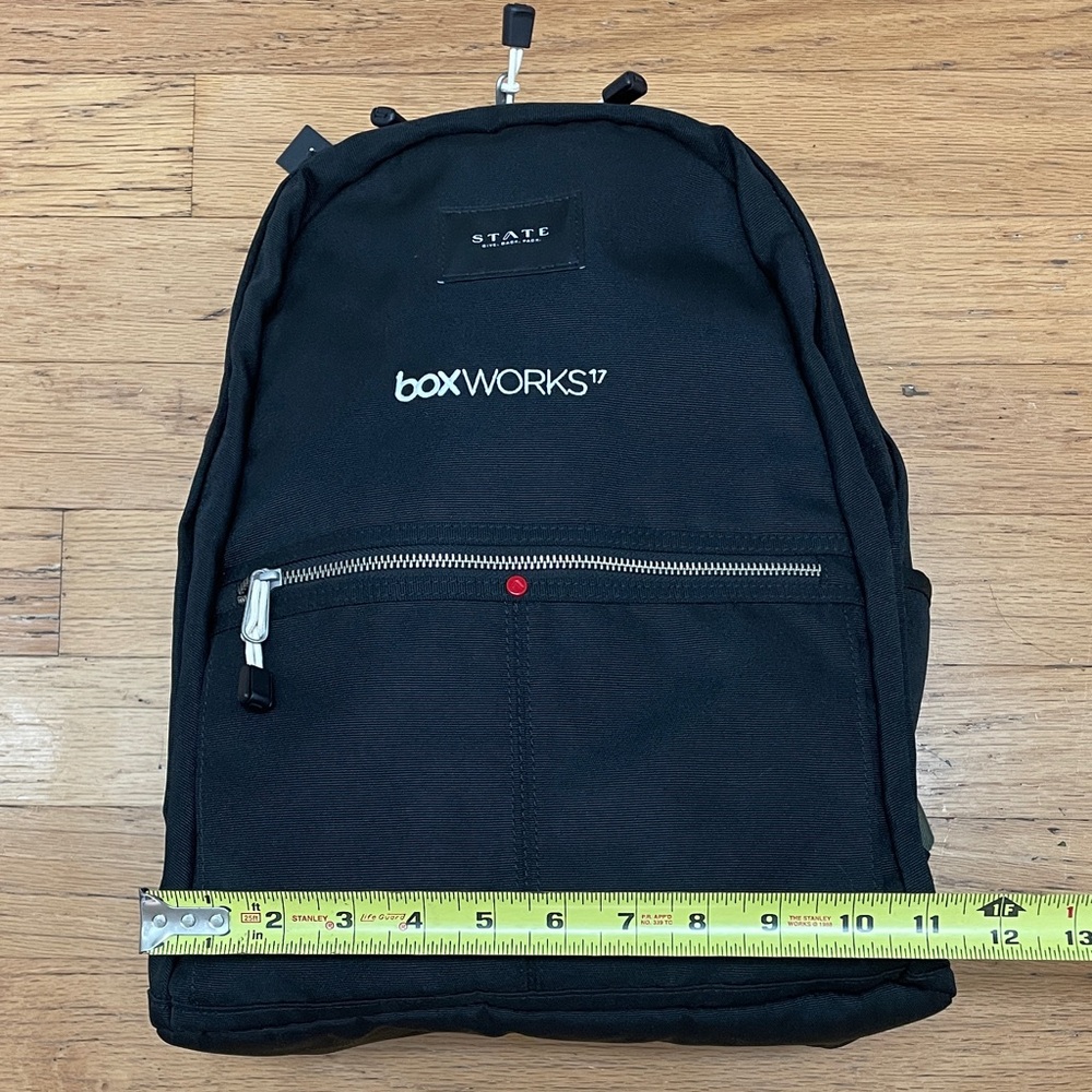 STATE BoxWorks17 Black Backpack with Silver Zipper